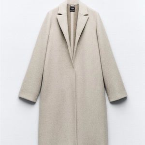 New Zara felt texture coat in color Sand for Sale.